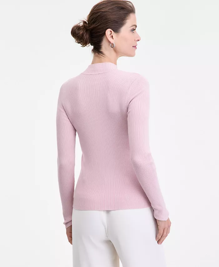 Women's Detail Ribbed Mock Neck Sweater - thumbnail 2