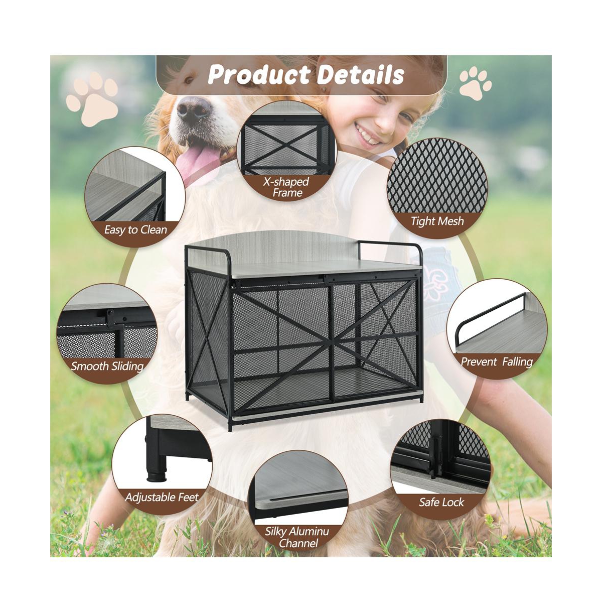 Aostirmotor 43 in. Heavy Duty Wooden Large Dog Crate Dog Kennel for Large Medium Dog