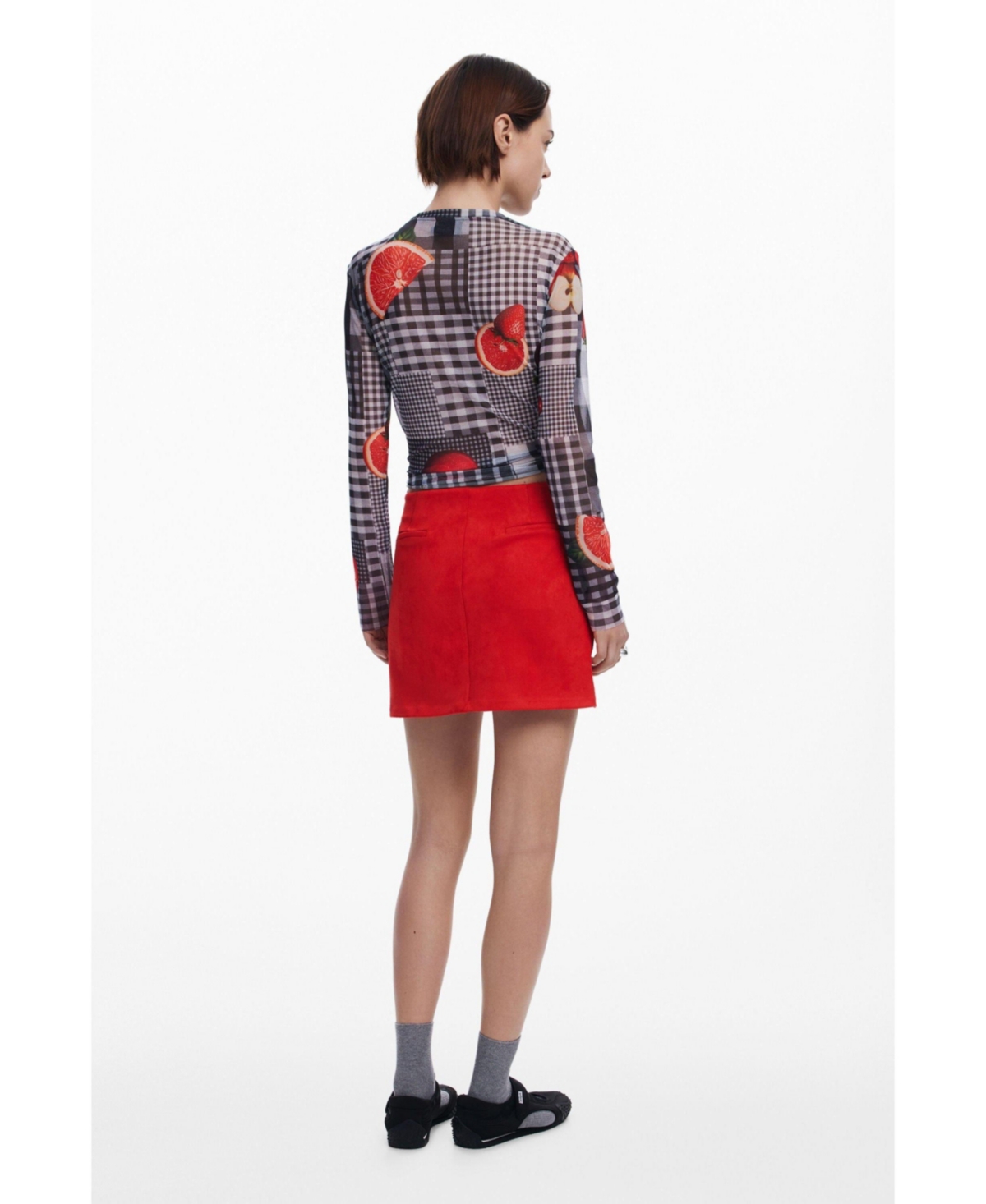 Desigual Suede Mini Skirt In Red