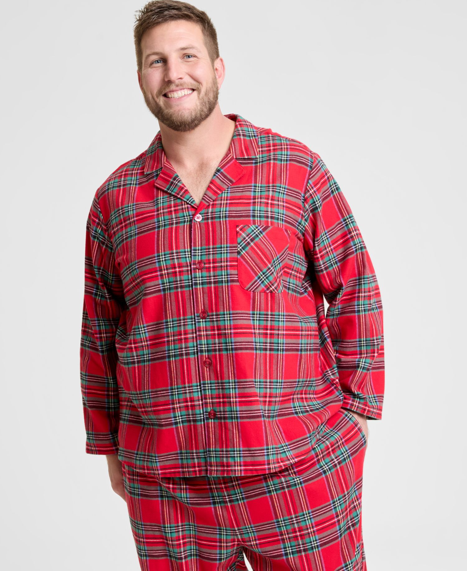 Big & Tall Brinkley Plaid Notch Collar Matching Family Pajamas Set
