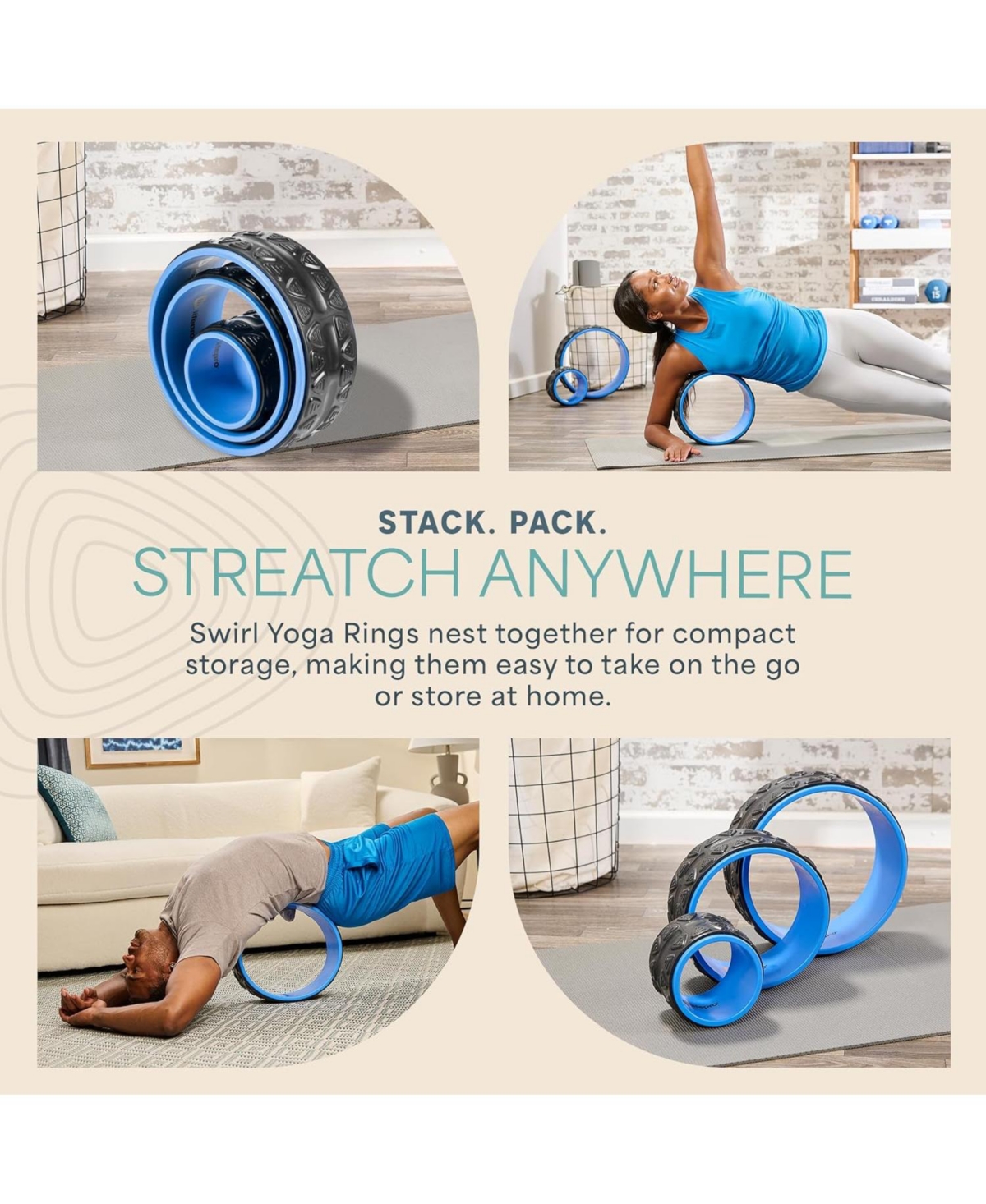 LifePro Yoga Wheel Set for Back, Shoulder, and Neck Pain Relief – Back Roller Wheel for Stretching and Alignment