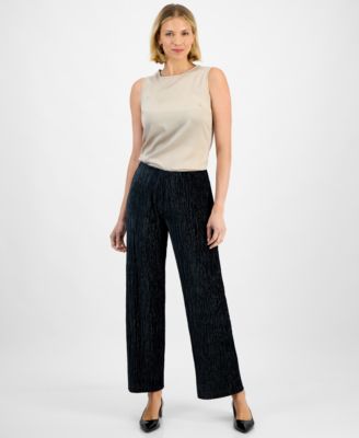 JM Collection - Women's Pleated Velvet Pants