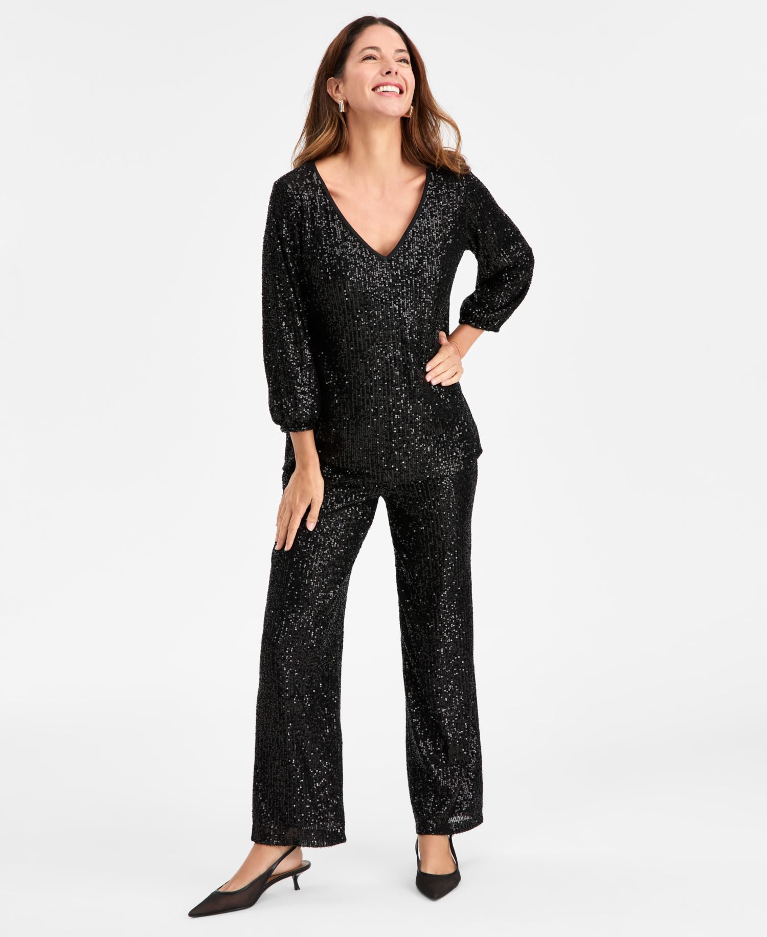 Women's Sequinned Pull-On Pants