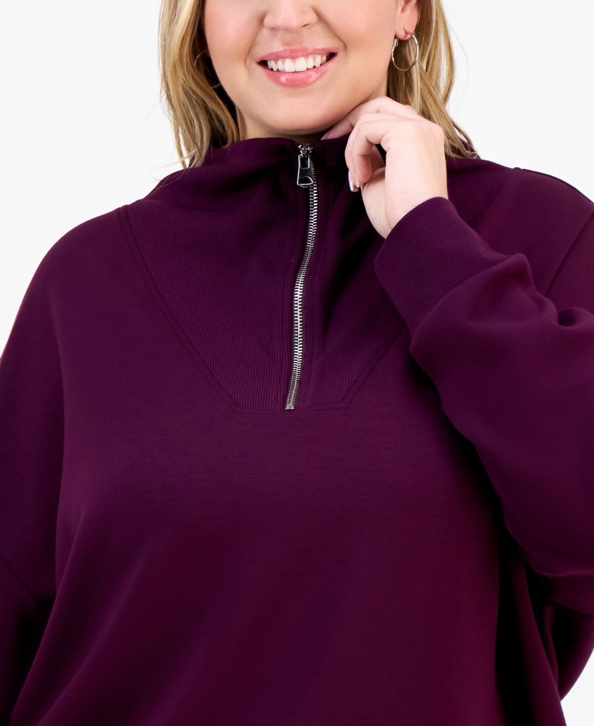 And Now This Trendy Plus Size Scuba 1/4-zip Sweatshirt, Macy's Exclusive In Purple