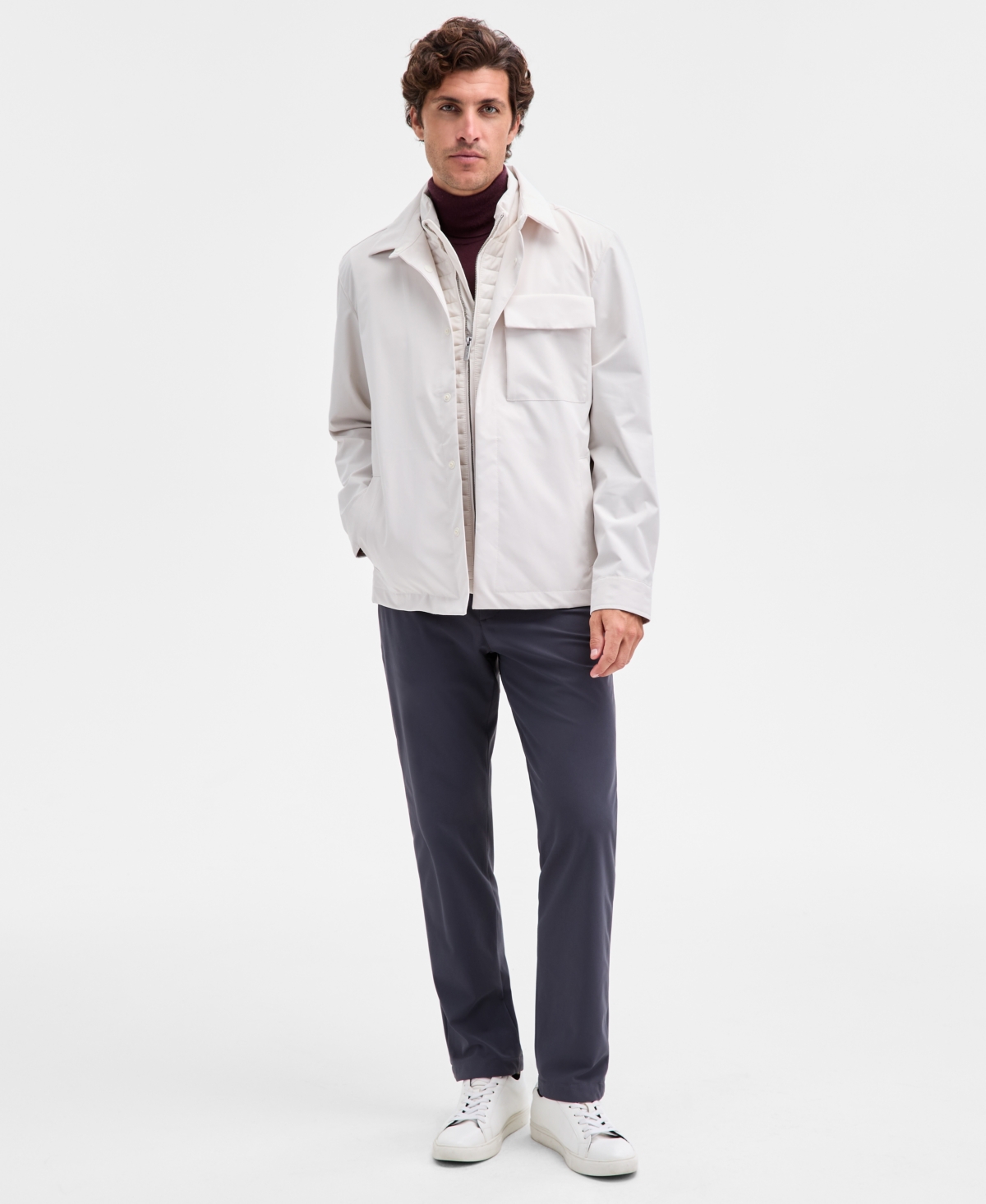 Alfani Men's Alfatech Modular Snap-front Sport Shirt Jacket, Macy's Exclusive In White