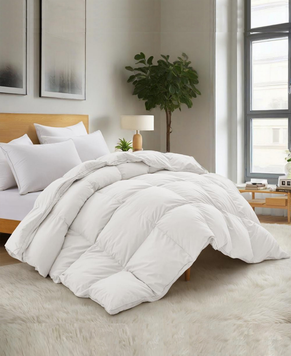 Unikome Heavyweight White Goose Feather and Fiber Comforter