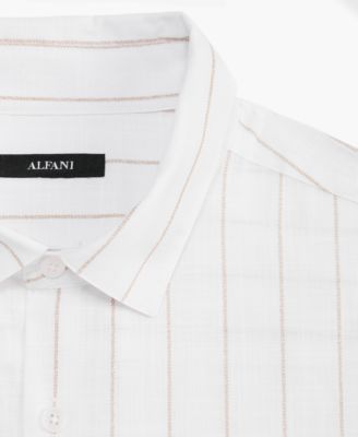 Men's Short Sleeve Poplin Spaced Stripe Button-Front Shirt, Macy's Exclusive