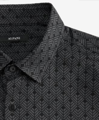 Men's Finn Short Sleeve Geo Print Button-Front Shirt, Macy's Exclusive
