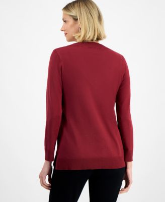 Women's Beaded-Neck Sweater, Macy's Exclusive
