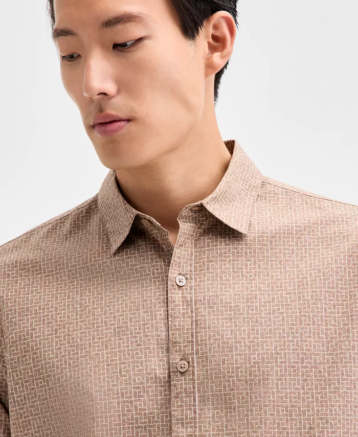 Men's Long Sleeve Basket-Weave Button-Front Shirt - thumbnail 3