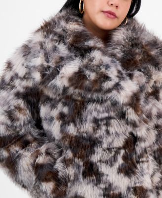 Trendy Plus Printed Faux-Fur Coat, Macy's Exclusive