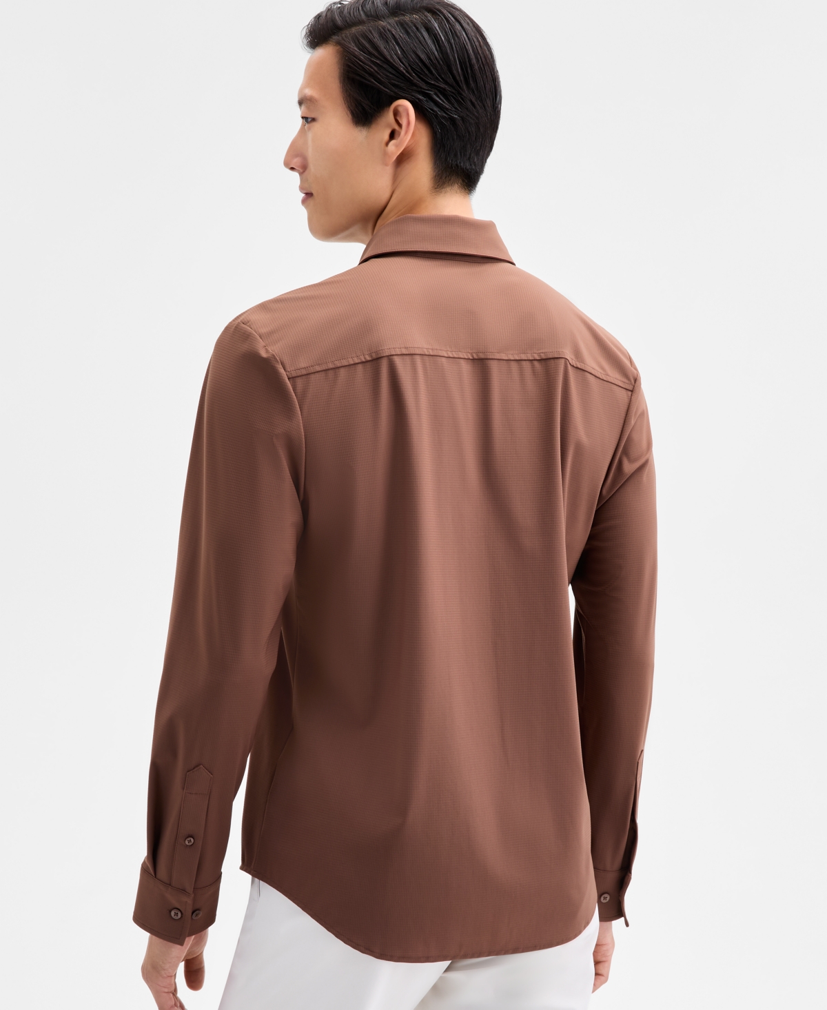 Alfani Men's Alfatech Everyday Shirt, Macy's Exclusive In Brown