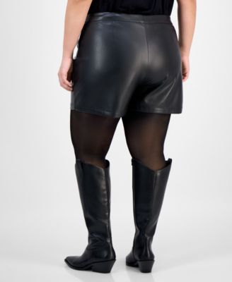 Trendy Plus Faux-Leather High-Rise Shorts, Macy's Exclusive