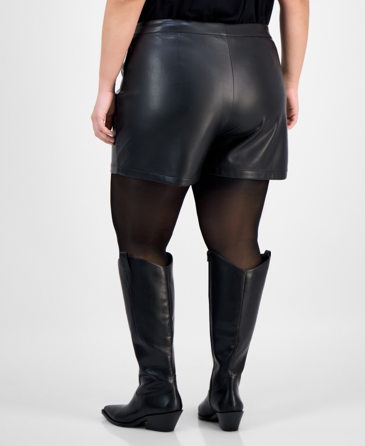 Bar Iii Trendy Plus Faux-Leather High-Rise Shorts, Macy's Exclusive