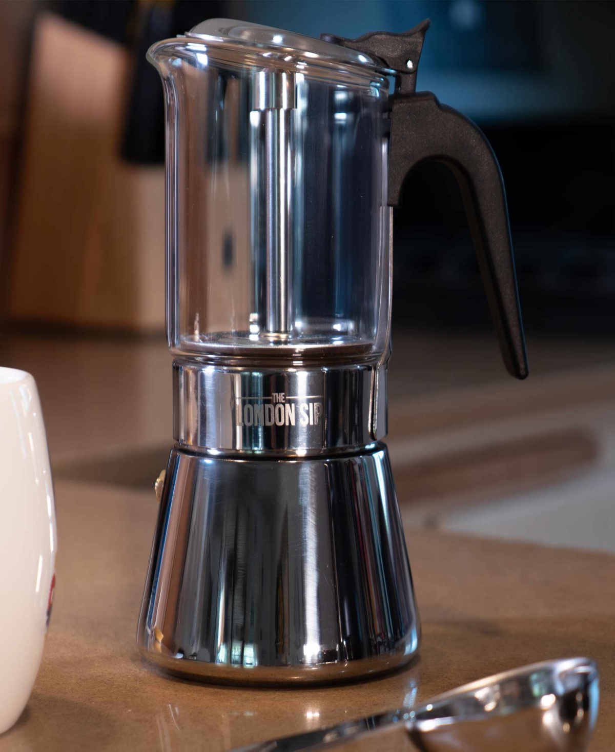 London Sip Stainless Steel 3-cup Espresso Maker In Silver