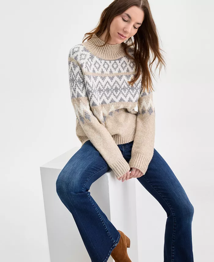 Women's Fair Isle Mock-Neck Sweater - thumbnail 3