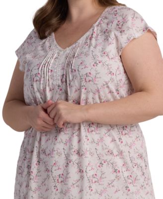 Plus Size Short Sleeve Printed Night Dress