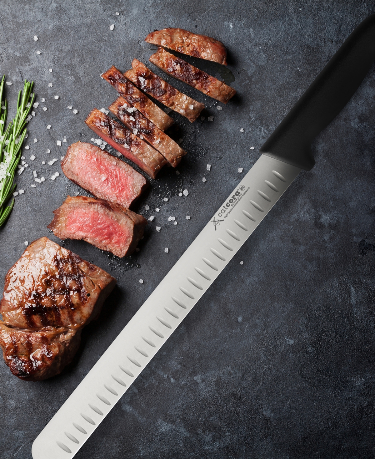 Cat Cora Cutlery-pro 12" Soft-grip Handle Granton Slicer Knife In Multi