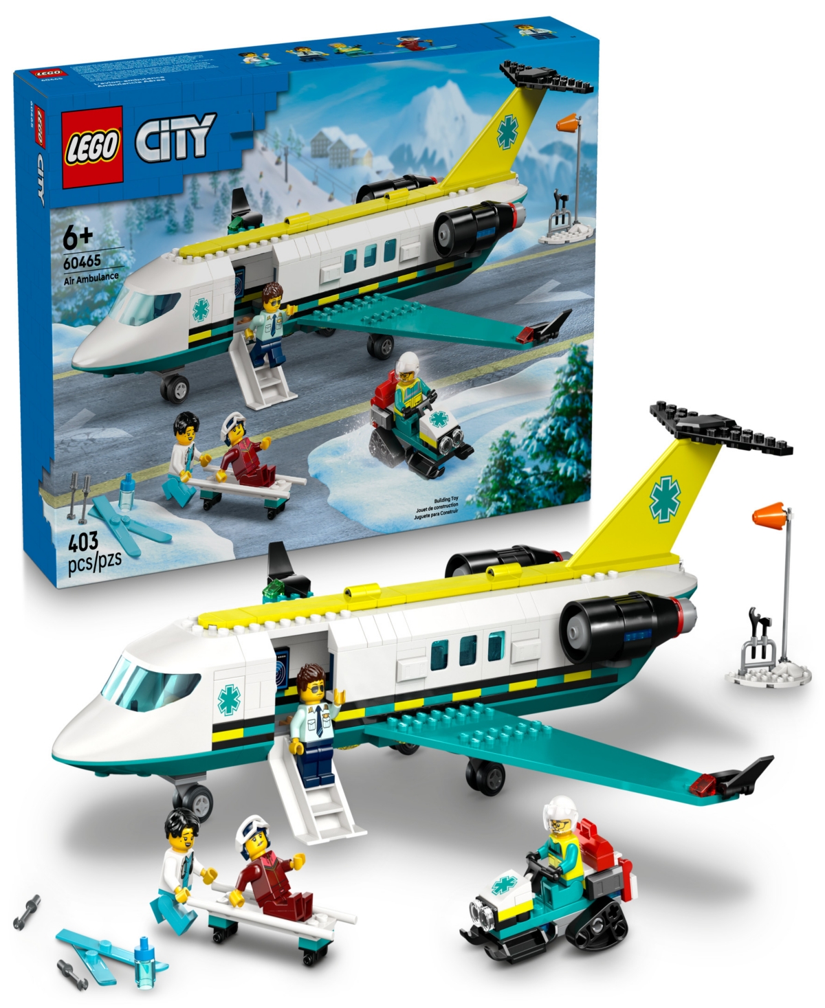 Lego City Emergency Air Ambulance Airplane 60465 Toy Building Set, 403 Pieces In Multi
