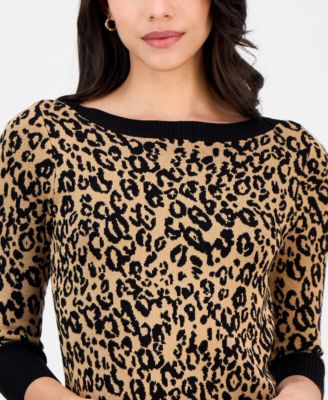 Petite Animal-Print Sweater Dress