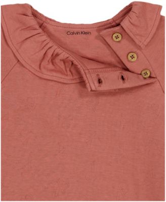 Baby Girls' Logo Print Peasant Top and Double-Brushed Ribbed Leggings, 2-Piece Set