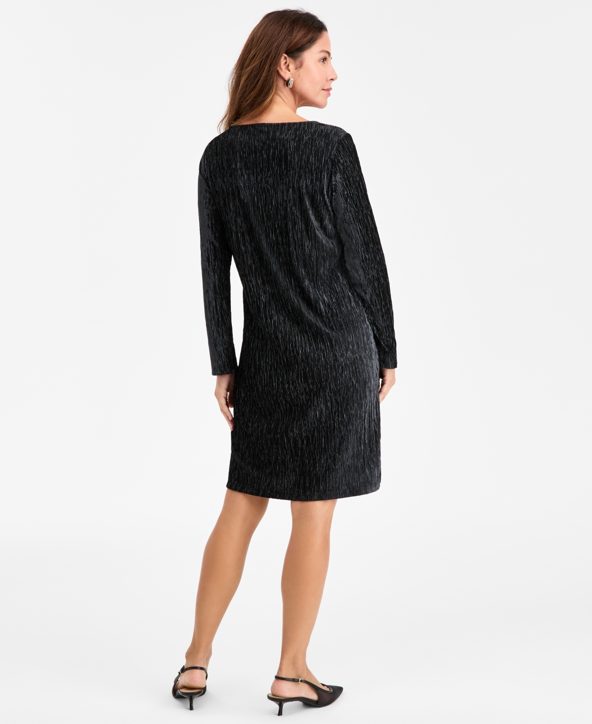 Jm Collection Women's Pleated Velvet Dress, Macy's Exclusive In Black