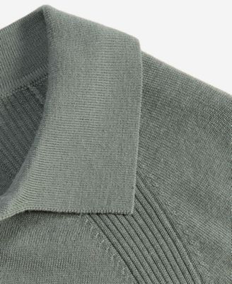 Men's Short Sleeve Textured Merino Polo Sweater, Macy's Exclusive