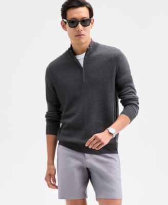 Men's Long Sleeve Merino Quarter-Zip Sweater, Macy's Exclusive