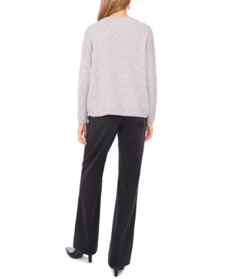 Women's Crewneck Embellished Pearl Long-Sleeve Sweater