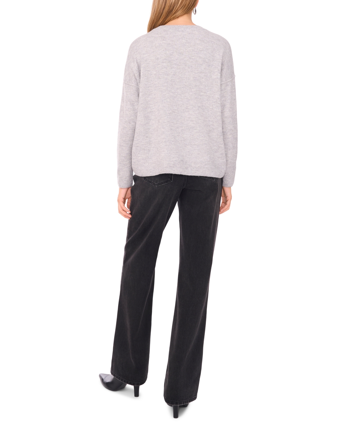 Sam & Jess Women's Embellished Pearl Crewneck Sweater In Gray
