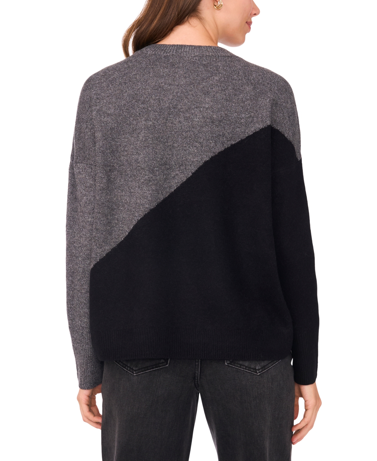 Sam & Jess Women's Vertical Colorblock Sweater In Black
