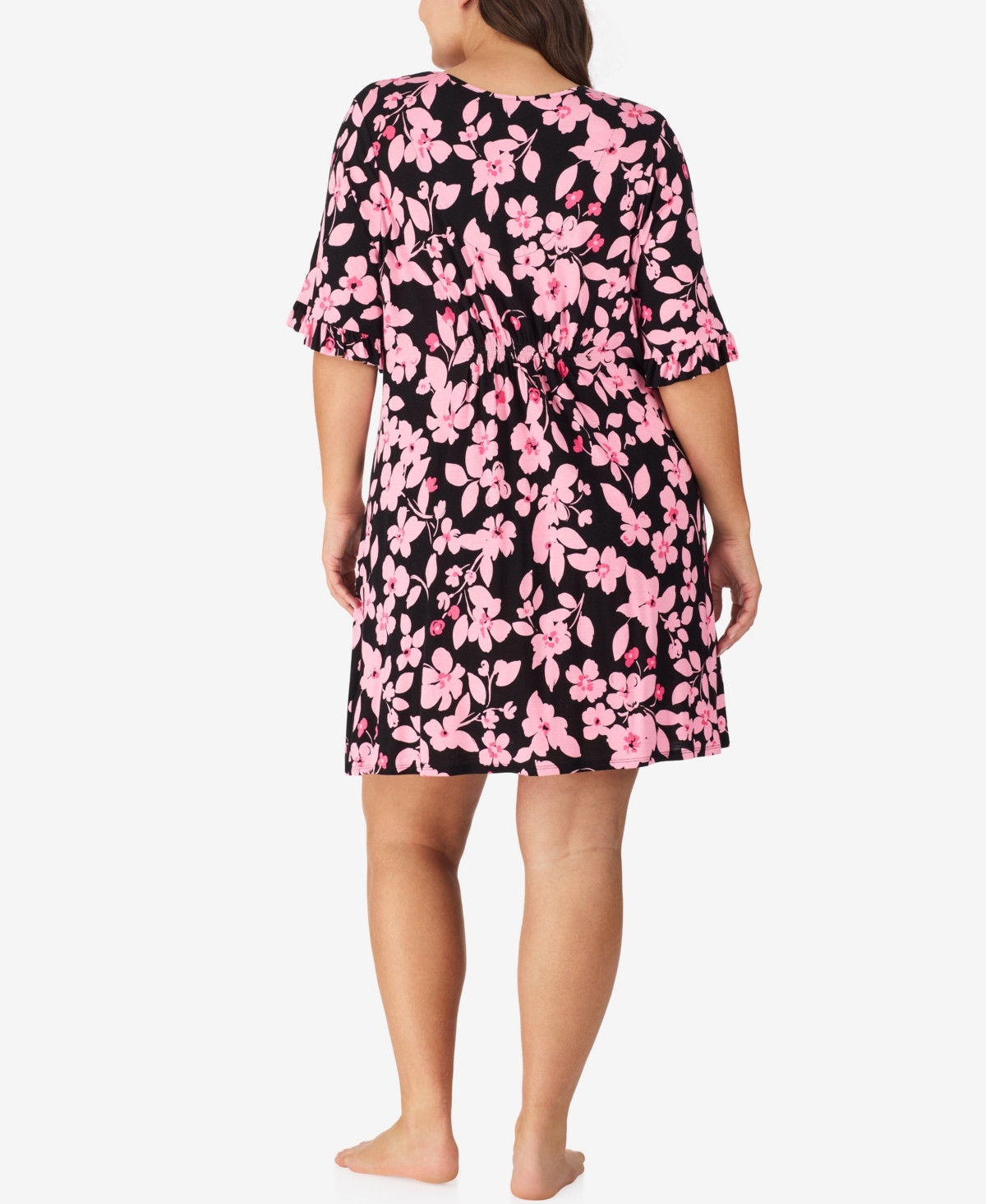 Ellen Tracy Plus Size V-neck Short Flutter Sleeve Tunic In Pink
