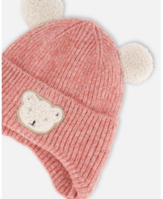 Baby Girl Lined Baby Winter Knit Hat with Ear Flaps Dusty Pink - Baby|Toddler