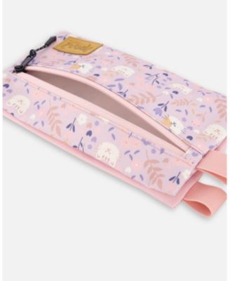Girl Double Pencil Case Lilac Retro Flower Print - Toddler|Child