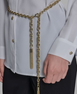 Women's Belted Chest-Pocket Top