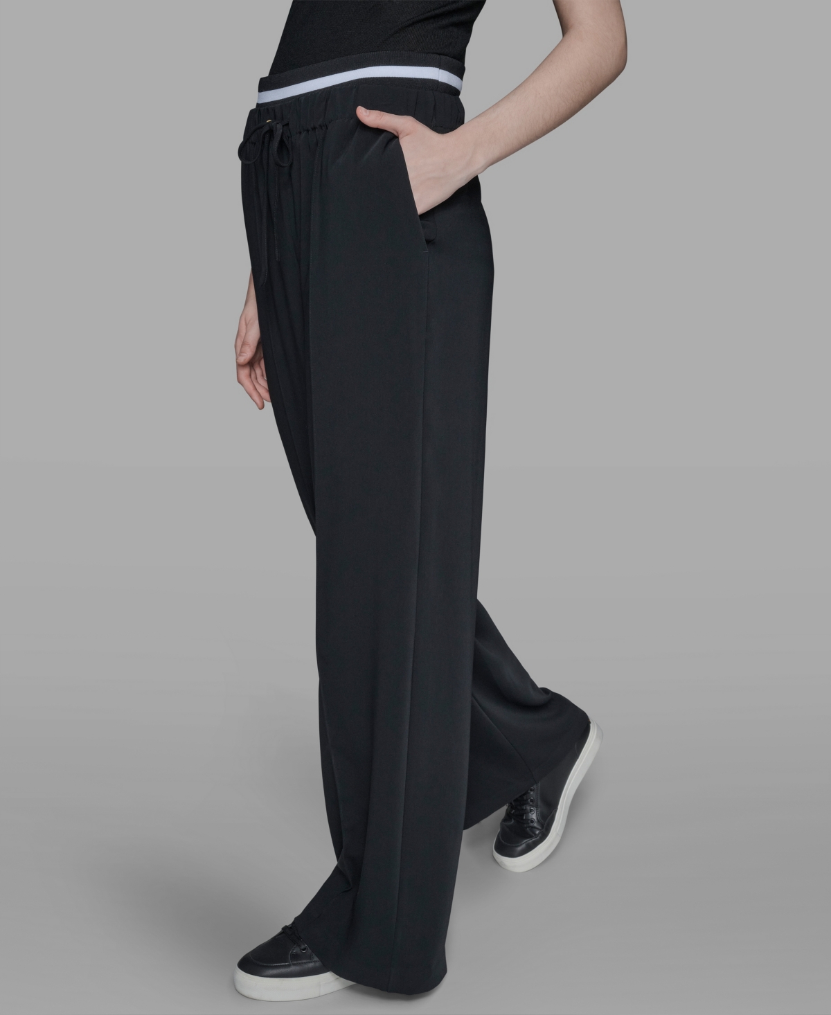 Karl Lagerfeld Women's Bi-stretch Wide-leg Pants In Black
