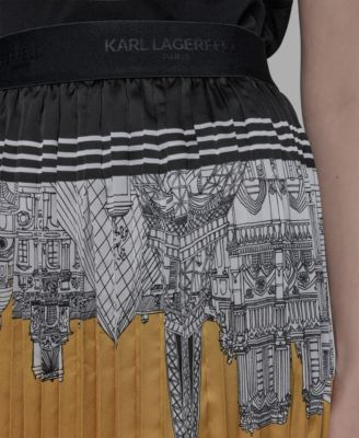 Women's Pleated Paris Scene Midi Skirt