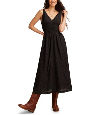 Lucky Brand - Women's Printed V-Neck Smocked-Waist Midi Dress