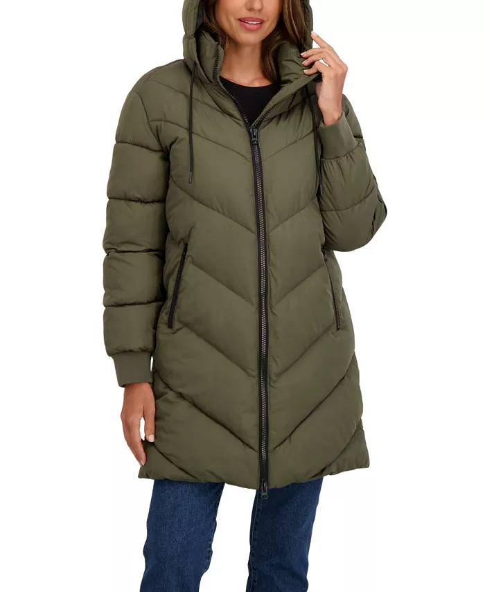 Juniors' 3/4 Puffer Jacket with Hood - thumbnail 5