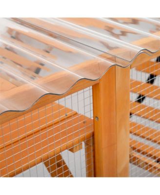 118 in. Outdoor Wooden Cat house Cat shelves with Window Box in Natural