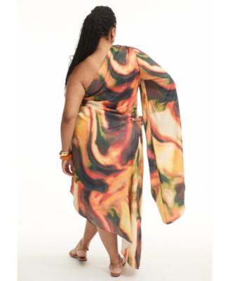 Women's June + Vie Asymmetrical One-Sleeve Cape Dress