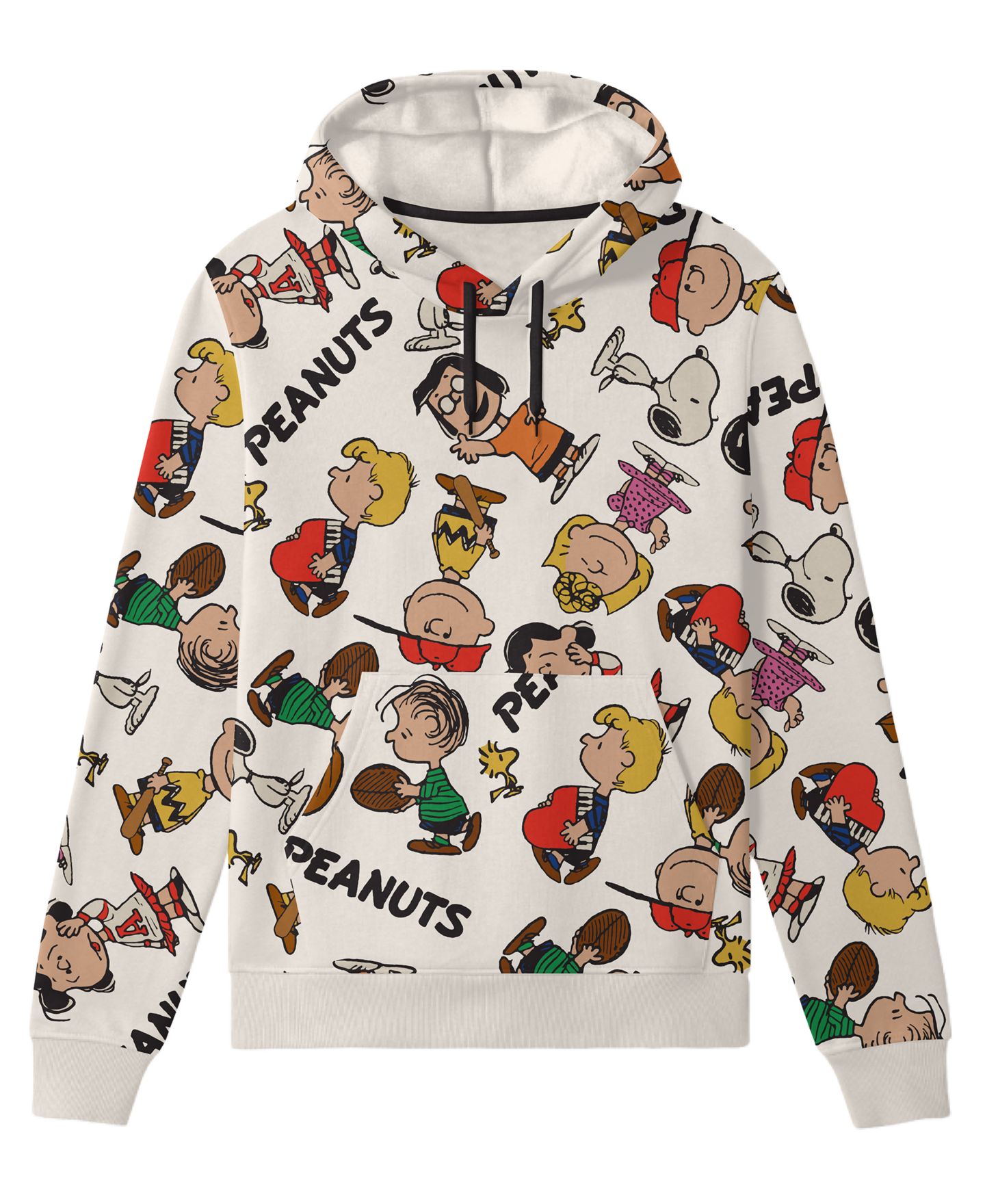 Мужское флисовое худи Hybrid Snoopy Peanuts с принтом по всей поверхности, цвет: Молочный белый — фото 1