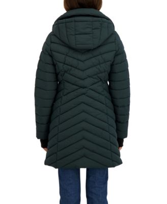 Women's 3/4 Hooded Stretch Puffer with Bib