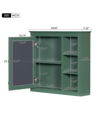 30" x 28" Bathroom Medicine Cabinet with Mirror and 3 Open Shelves, Wall-Mounted (No Vanity)