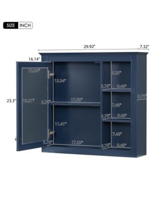 30" x 28" Bathroom Medicine Cabinet with Mirror and 3 Open Shelves, Wall-Mounted (No Vanity)