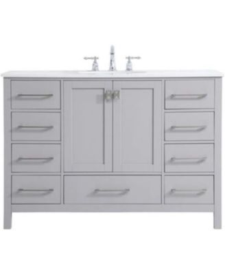 48" Grey Bathroom Vanity with Carrara Marble Top & Backsplash, Soft-Close Doors & Dovetail Drawers, Brushed Nickel