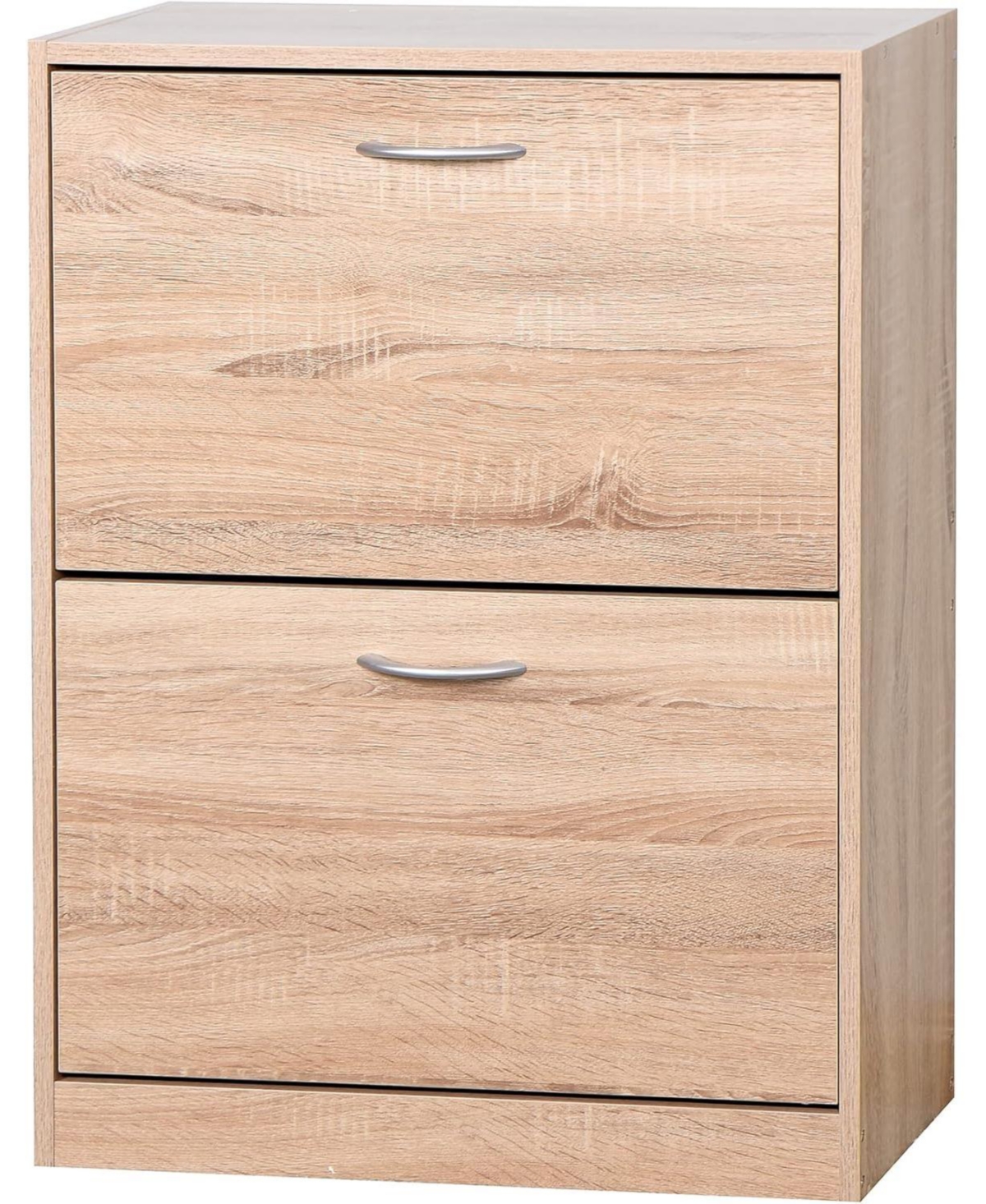 Vanirror 2 Flip Drawers Shoe Cabinet - Modern 2-Tier Free Standing Shoe Rack for Heels, Boots, Slippers, Entrance Hallway, 20.94x9.45x43.11 Inch.