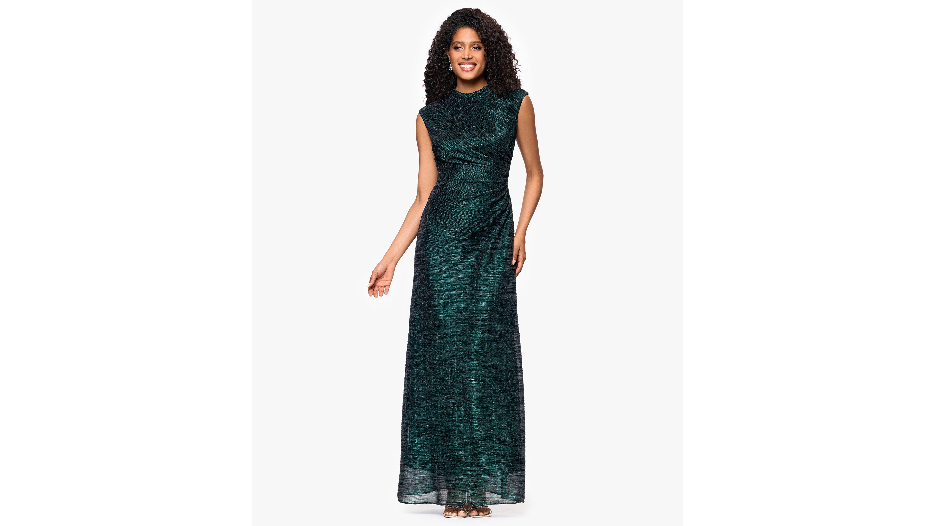Betsy & Adam Petite Sleeveless Dress with Ruched Slit
