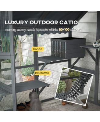 Large Catio Outdoor Cat Enclosure with Waterproof Cover,