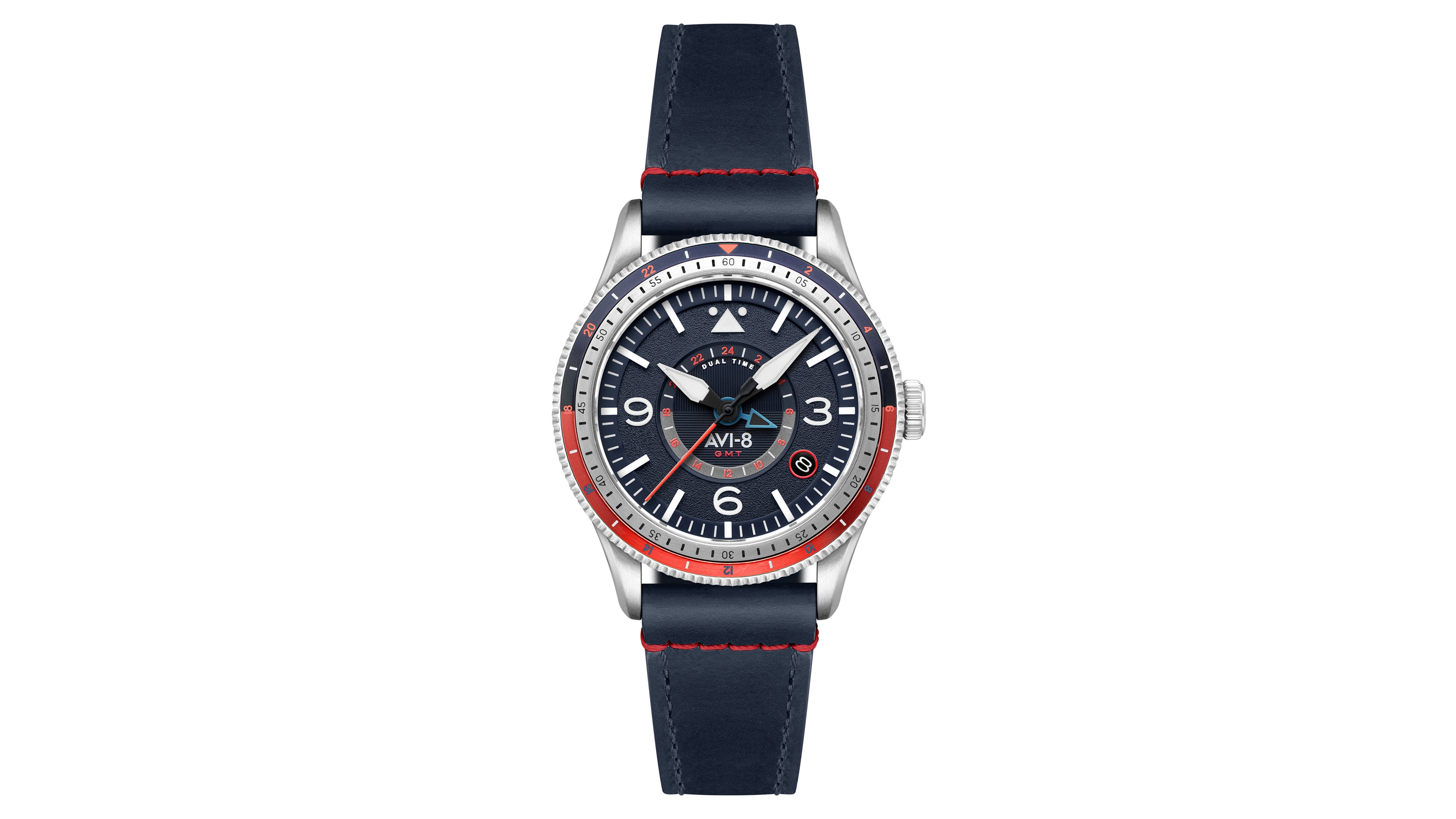 Avi-8 Men's Flyboy Blue Leather Strap Watch, 40mm